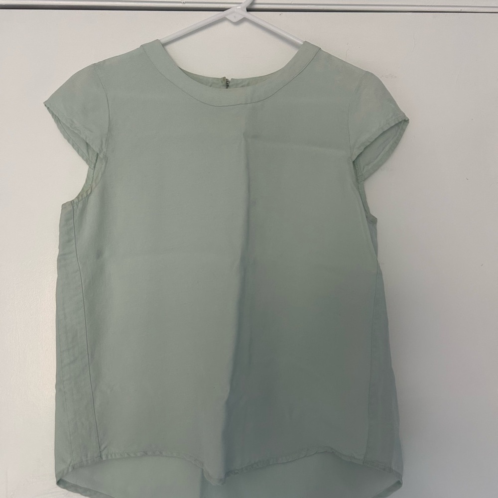 J. Crew Green Cap Sleeve Blouse